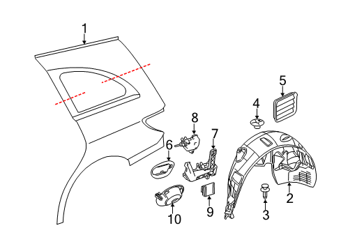 2006 Mercedes-Benz R500 Quarter Panel & Components Diagram
