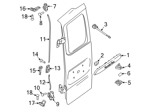 2020 Mercedes-Benz Metris Back Door - Lock & Hardware Diagram