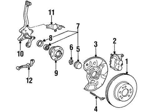 1994 Mercedes-Benz S600 Brake Components Diagram