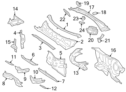 2023 Mercedes-Benz GLB250 Cowl Diagram