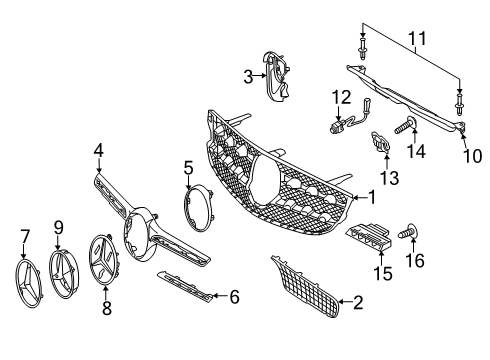 2020 Mercedes-Benz GLC300 Grille & Components Diagram