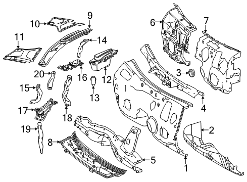 2020 Mercedes-Benz S560 Cowl Diagram