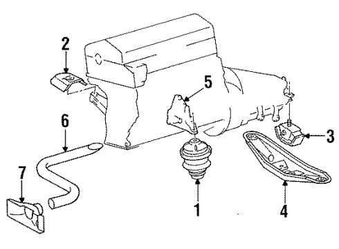 1991 Mercedes-Benz 300E Engine & Trans Mounting Diagram