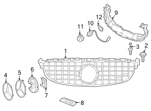 2019 Mercedes-Benz C63 AMG S Grille & Components Diagram