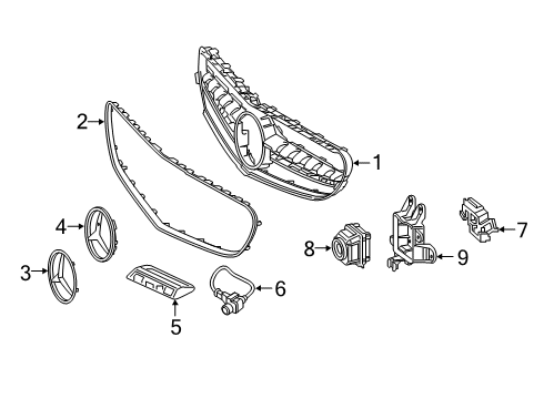 2019 Mercedes-Benz S63 AMG Grille & Components Diagram