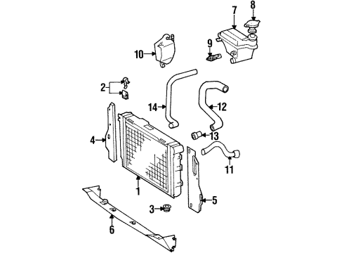 1992 Mercedes-Benz 300D Radiator & Components Diagram
