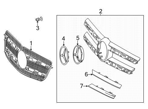 2014 Mercedes-Benz GL550 Grille & Components Diagram