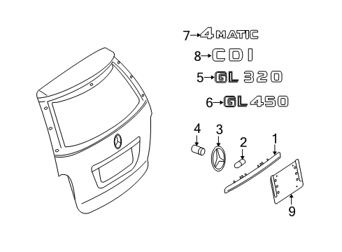 2012 Mercedes-Benz GL450 Exterior Trim - Lift Gate Diagram