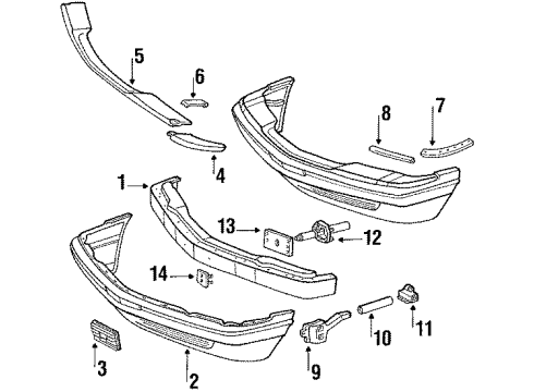 1988 Mercedes-Benz 560SEC Front Bumper Diagram