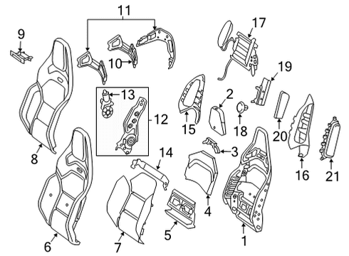 2021 Mercedes-Benz GLC63 AMG Passenger Seat Components Diagram 2