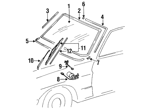 1985 Mercedes-Benz 300CD Glass - Windshield Diagram