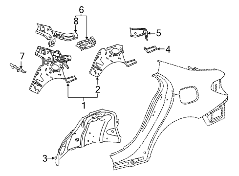 2021 Mercedes-Benz A220 Inner Structure - Quarter Panel Diagram