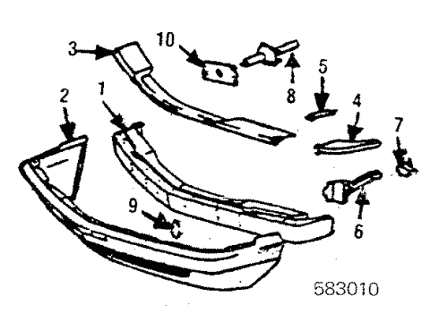 1985 Mercedes-Benz 500SEC Front Bumper Diagram