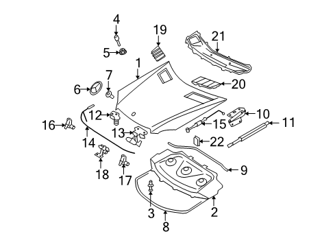 2012 Mercedes-Benz GL450 Hood & Components Diagram