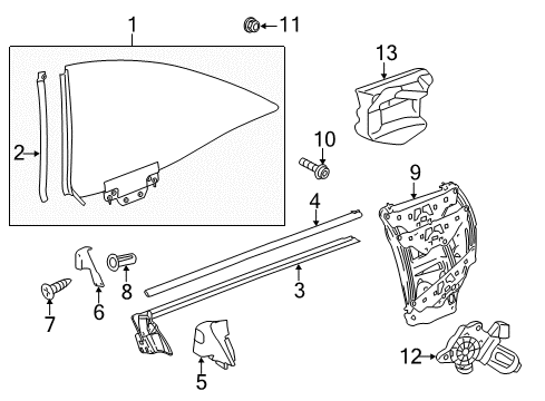2011 Mercedes-Benz CL600 Glass & Hardware - Quarter Panel Diagram
