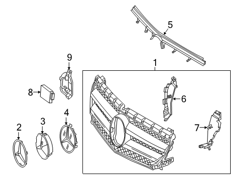 2015 Mercedes-Benz B Electric Drive Grille & Components Diagram