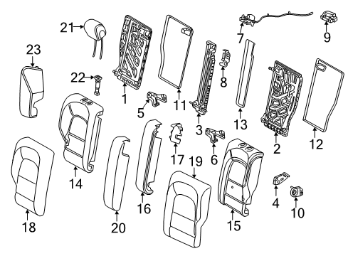 2018 Mercedes-Benz C63 AMG S Rear Seat Components Diagram 3