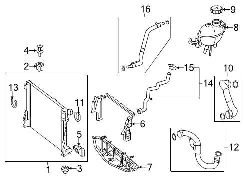 2015 Mercedes-Benz E550 Radiator & Components Diagram