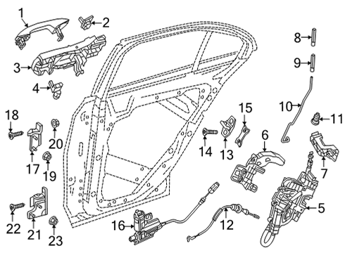 2021 Mercedes-Benz E53 AMG Rear Door - Lock & Hardware Diagram