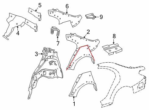 2020 Mercedes-Benz S450 Inner Structure - Quarter Panel Diagram
