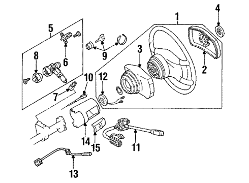 1985 Mercedes-Benz 300CD Upper Steering Column & Wheel Diagram
