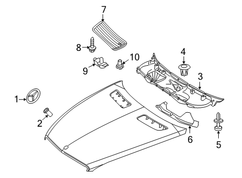 2007 Mercedes-Benz CL550 Exterior Trim - Hood Diagram
