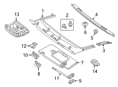 2017 Mercedes-Benz S65 AMG Sunvisor Diagram for 217-810-40-01-9H56