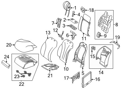 2020 Mercedes-Benz S560 Driver Seat Components Diagram