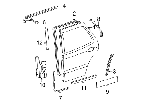 2003 Mercedes-Benz ML320 Door & Components Diagram