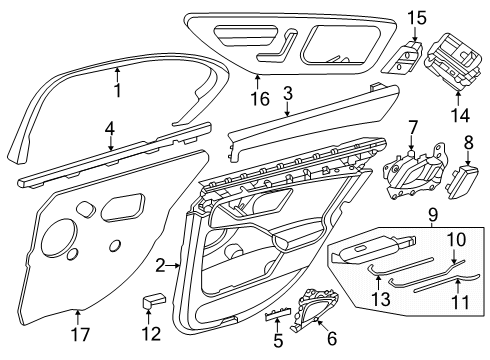2025 Mercedes-Benz GLC300 Interior Trim - Rear Door Diagram 2