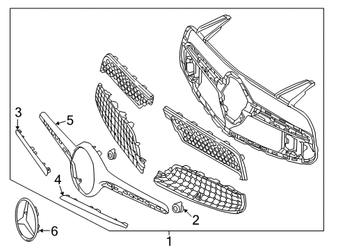 2017 Mercedes-Benz SL550 Grille & Components Diagram