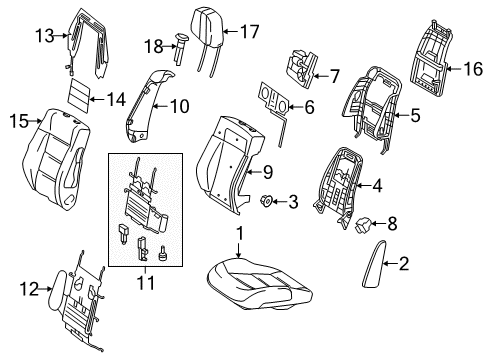 2014 Mercedes-Benz E250 Passenger Seat Components Diagram