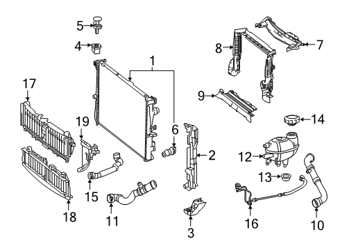 2020 Mercedes-Benz E450 Radiator & Components Diagram