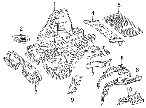 2018 Mercedes-Benz GLC63 AMG Rear Floor & Rails Diagram