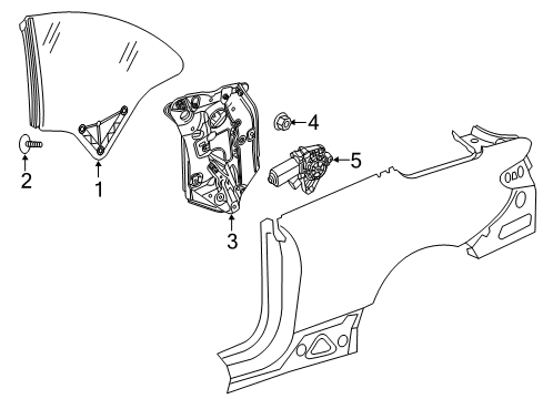 2020 Mercedes-Benz E53 AMG Glass & Hardware - Quarter Panel Diagram
