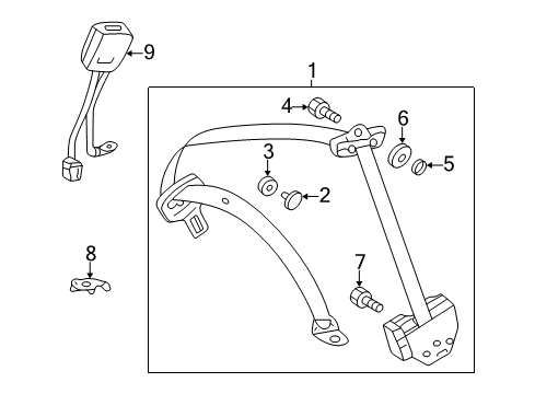 2003 Mercedes-Benz CL500 Rear Seat Belts Diagram