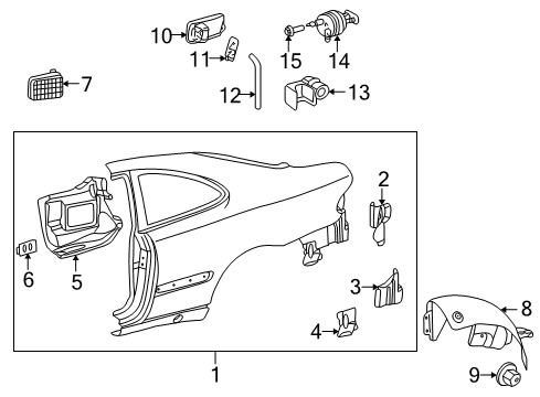 1999 Mercedes-Benz CLK320 Quarter Panel & Components Diagram