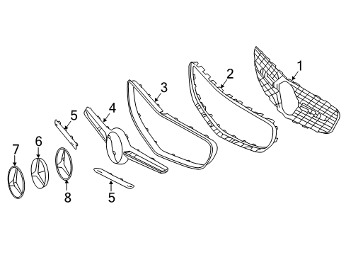 2016 Mercedes-Benz S550 Grille & Components Diagram
