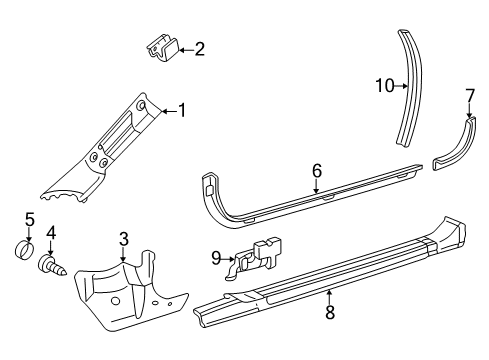 2003 Mercedes-Benz CL500 Interior Trim - Pillars Diagram