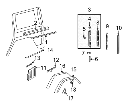 2003 Mercedes-Benz G500 Exterior Trim - Quarter Panel Diagram
