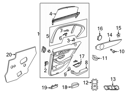 2020 Mercedes-Benz GLC300 Interior Trim - Rear Door Diagram 2