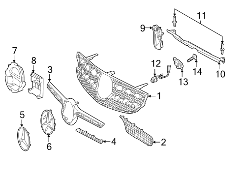 2021 Mercedes-Benz GLC63 AMG S Grille & Components Diagram