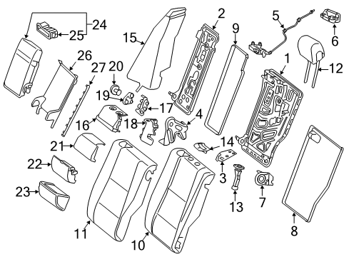 2018 Mercedes-Benz C63 AMG S Rear Seat Components Diagram 5
