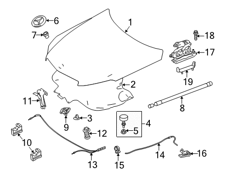 2015 Mercedes-Benz E550 Hood & Components Diagram