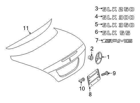 2014 Mercedes-Benz SLK55 AMG Exterior Trim - Trunk Diagram