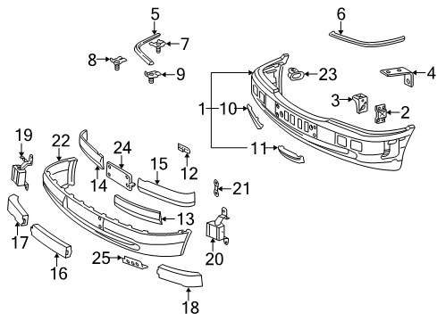1994 Mercedes-Benz C280 Bumper & Components - Front Diagram