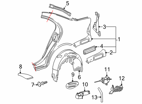 2006 Mercedes-Benz CLS55 AMG Quarter Panel & Components Diagram