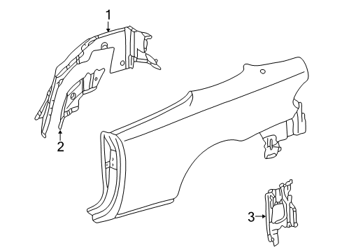 1999 Mercedes-Benz CLK320 Inner Structure - Quarter Panel Diagram
