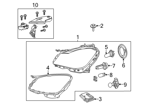 2012 Mercedes-Benz C250 Headlamp Components Diagram