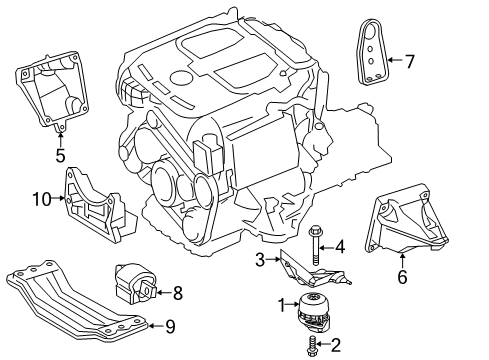 2012 Mercedes-Benz C350 Engine & Trans Mounting Diagram